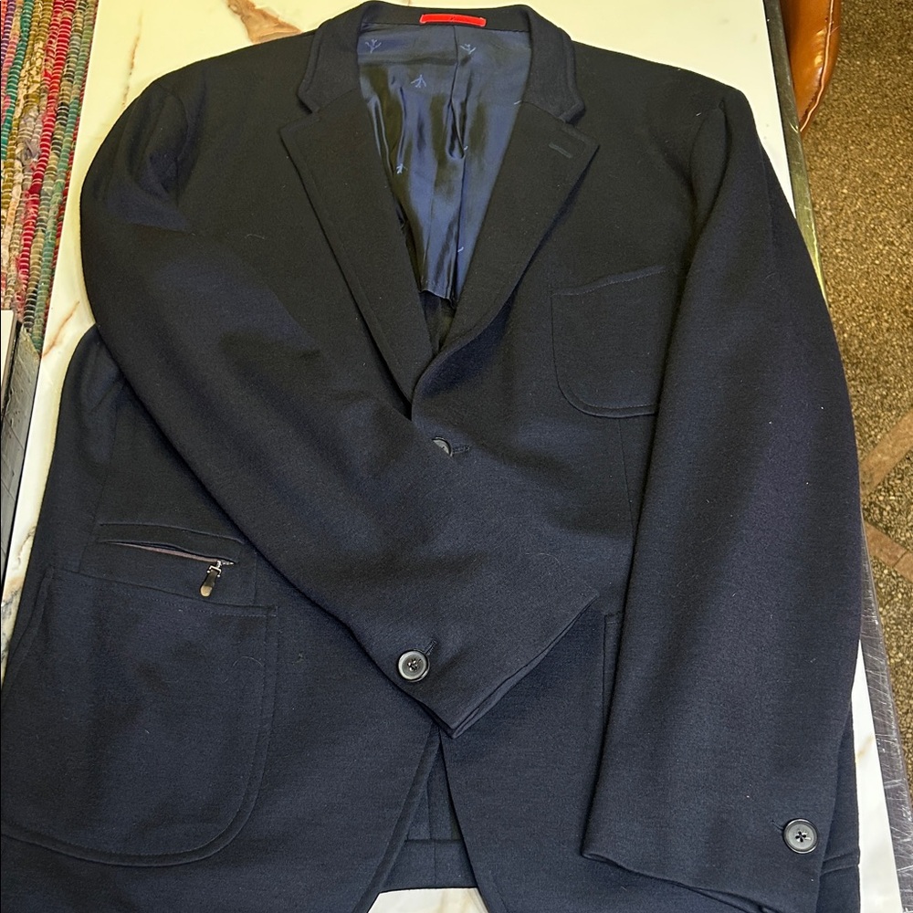 Isaia Midnight Blue Knit Wool Jersey Sport Coat